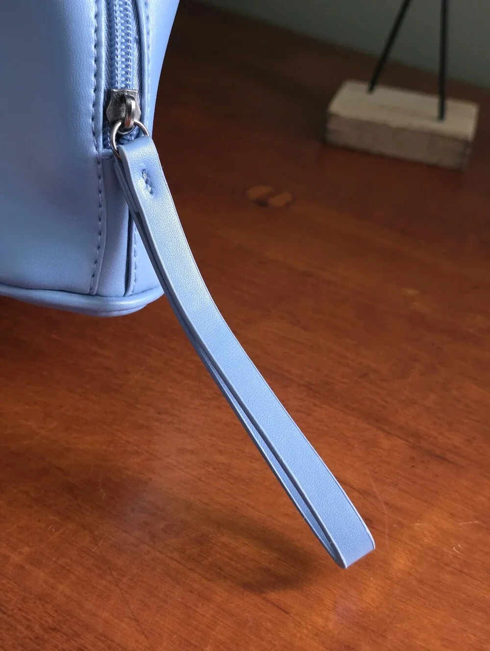 Ferragamo Parfums Travel Cosmetic Case Light Blue Faux Leather Makeup Bag